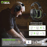 GREEN DEVIL Noise Cancelling Ear Protection Headphones with 5.3 Bluetooth and External Mic NRR 27 dB Hearing Ear Muffs GREEN DEVIL