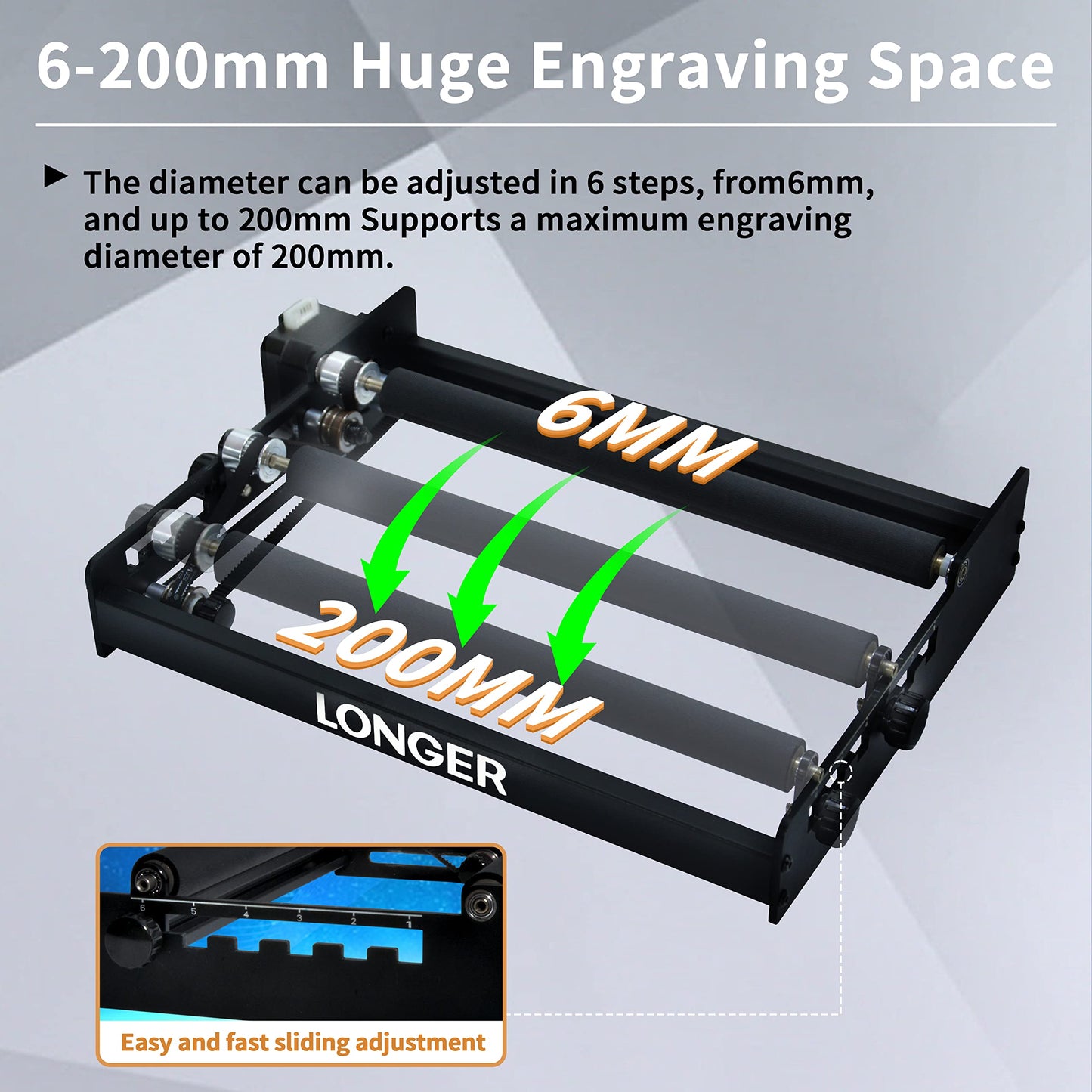 Longer Laser Engraver Rotary Roller, a Good Partner for Laser Engraving Machine， Y-axis Laser Engraver Attachment 360° Rotation, 6-100mm Engraving - WoodArtSupply