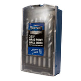Century Drill & Tool 37280 25 Piece Fractional High Speed Steel Brad Point Wood Drill Bit Index Set, Set Includes 1/8” to ½" by 1/64ths Brad Point Century Drill & Tool