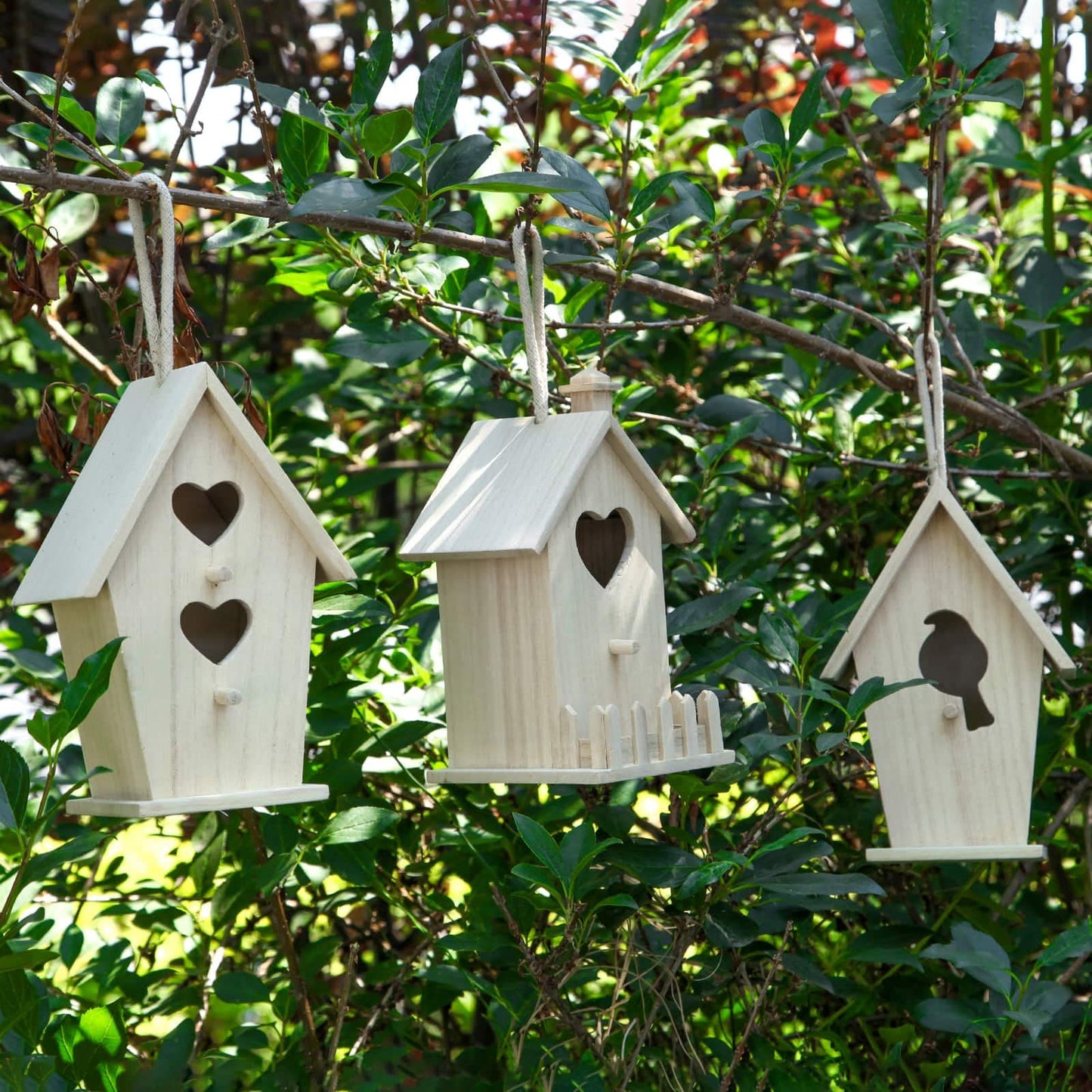 8" Wooden Assorted Birdhouse by Make Market - Unfinished Birdhouse Made of 100% Wood, Outdoor Nesting Boxes - Bulk 6 Pack - WoodArtSupply