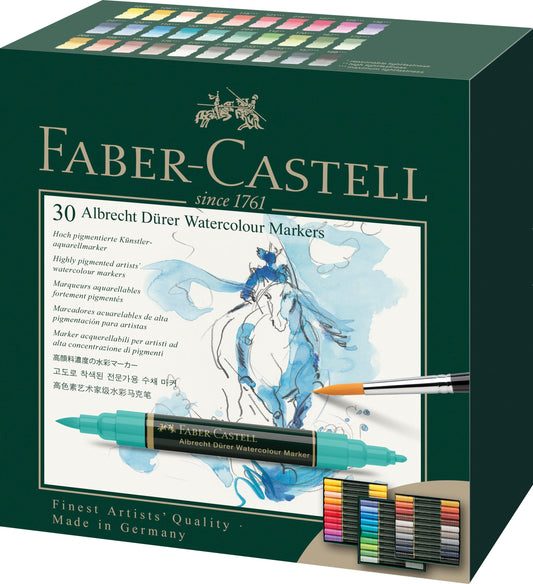 Faber-Castell Art/Graphic 160330 Faber-Castell Albrecht Durer Artists’ Watercolor Markers – 30 Assorted Colors – Multipurpose Art Markers - WoodArtSupply