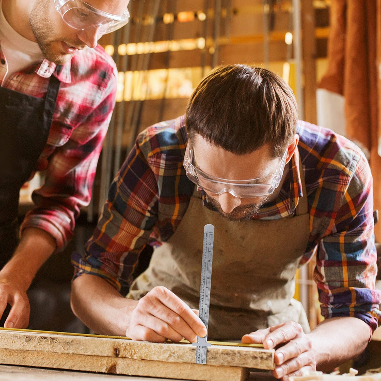 Pocket Ruler 6 Inch and 12 Inch Metal Rulers with Inch and Metric Graduation Stainless Steel Precision Ruler Measuring Tool for Engineering, School, TOODOO