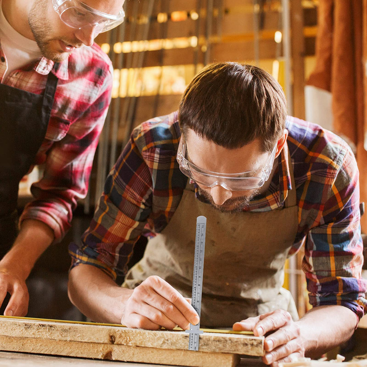 Pocket Ruler 6 Inch and 12 Inch Metal Rulers with Inch and Metric Graduation Stainless Steel Precision Ruler Measuring Tool for Engineering, School, TOODOO