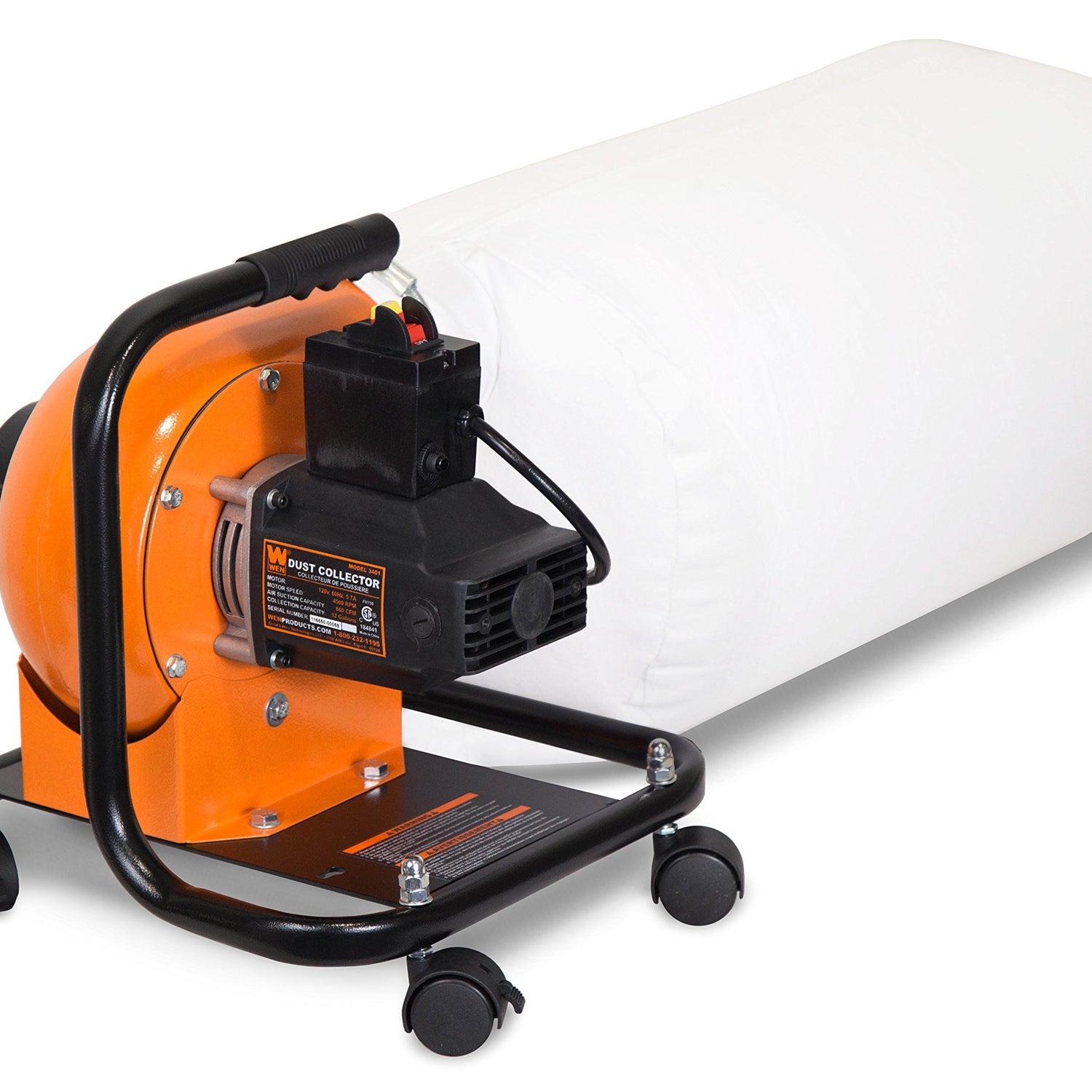 WEN DC3401 5.7-Amp 660 CFM Rolling Dust Collector with 12-Gallon Bag and Optional Wall Mount , Black WEN