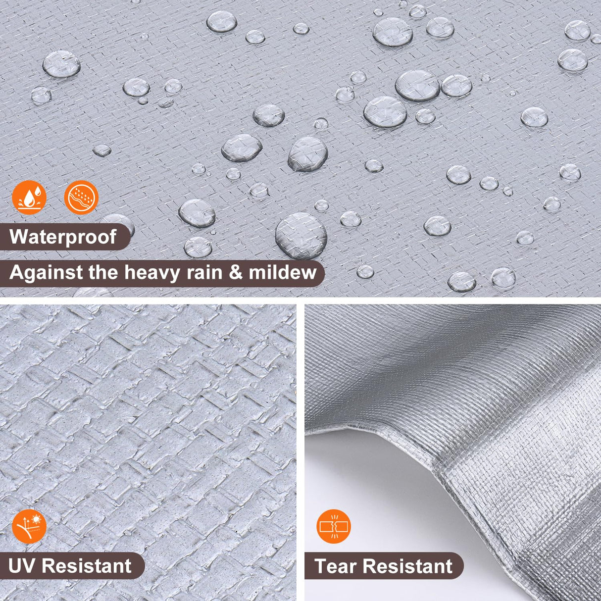 Patiobay Heavy Duty Tarp 10x20FT, 16 Mil Sliver Thick Waterproof Poly Tarp for Outdoor Camping Pool Car Tent, UV Resistant, Rip and Tear Proof Patiobay