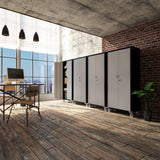 VINGLI 72'' Tall Garage Storage Cabinet, Metal Storage Cabinet with Wheels, Locking Doors and Adjustable Shelves (Black & Silver, 32''W x 16''D x VINGLI