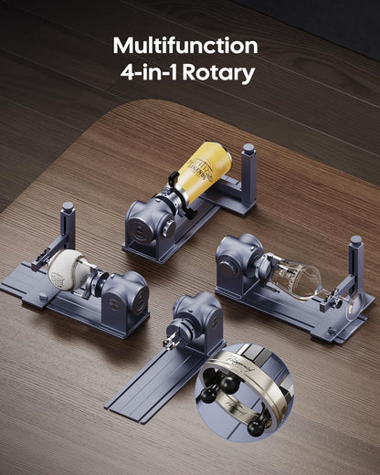 LaserPecker Rotary Extension for LP4, LX1/LX1 Max - Jaw Chuck Rotary for Engraving Cone, Cylinder, Sphere, Wine Glass, Ring etc. - WoodArtSupply