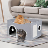 Heeyoo Cat House for Indoor Cats - Large Cat Bed Cave with Fluffy Ball and Scratch Pad, Foldable Cat Condos, Cat Cubes, Cat Hideaway, Covered Cat Bed Heeyoo