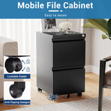 AFAIF 2 Drawer File Cabinet with Lock, Office File Cabinet, Under Desk Small File Cabinet for Home Office, Metal Rolling Vertical Filing Cabinet for AFAIF
