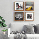 12x12 Picture Frames Solid Wood Display Pictures 10x10 or 8x8 with Mat or 12x12 without Mat - 12x12 Inch Square Photo Frames with 2 Mats for Wall or Tiblue