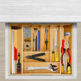 ZROOY Expandable Bamboo Kitchen Silverware Organizer Drawer for Utensils Holder and Cutlery, 8 Compartments for Drawer Tray with Grooved Drawer ZROOY