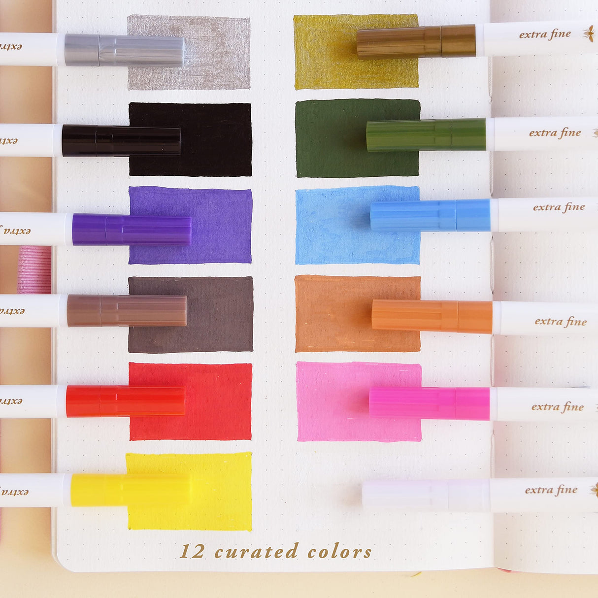 Primrosia Essentials 12 Extra Fine and 12 Medium Acrylic Paint Pens for Bullet Journaling, Drawing and Coloring Primrosia