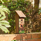 Glitzhome 14.5" H Wooden Garden Bird House Hanging Two-Tiered Distressed with Flowers Decorative Birdhouse glitzhome