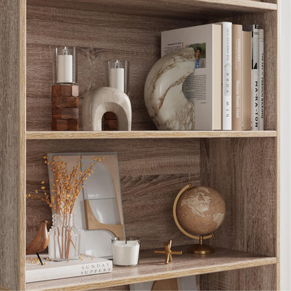 FOTOSOK 6-Tier Light Oak Open Bookcase - Freestanding Storage for Home & Office - WoodArtSupply