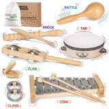 LOOIKOOS Toddler Musical Instruments, Eco Friendly Musical Set for Kids Preschool Educational, Natural Wooden Percussion Instruments Musical Toys for LOOIKOOS