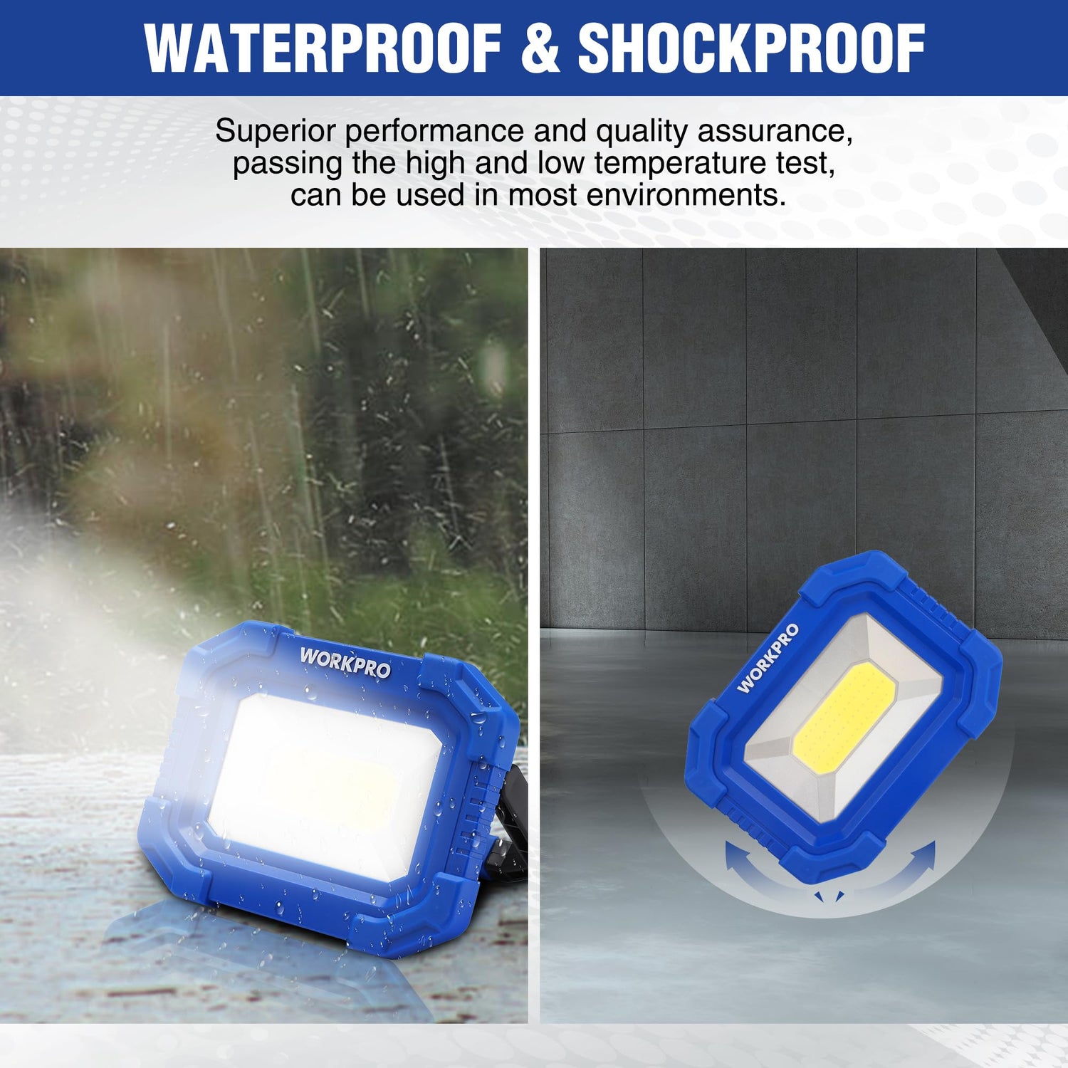 WORKPRO LED Work Light, Rechargeable Magnetic Work Lights with Stand, Portable, Waterproof, 2000LM COB Flood Light for Camping, Fishing, Car Repair, WORKPRO