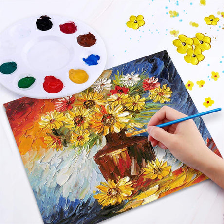 Acrylic Painting Set with 1 Wooden Easel 3 Canvas Panels30 pcs Nylon Hair Brushes 3 PCS Paint Plates and 2 PCS of 12ml Acrylic Paint in 12 Colors for ESRICH