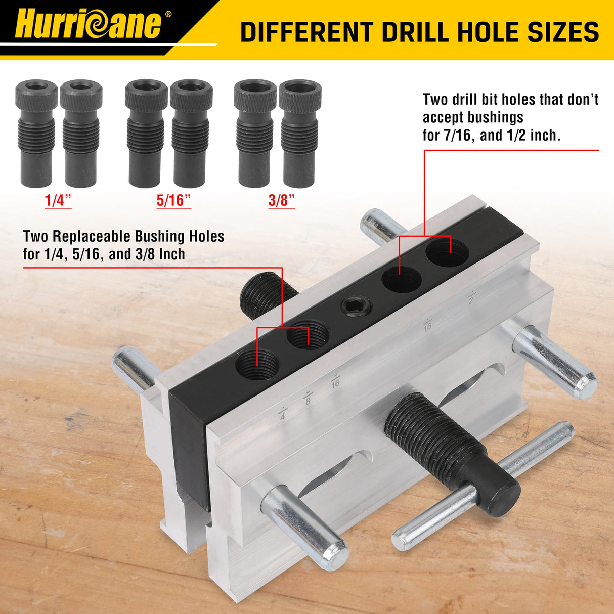 HURRICANE Centering Doweling Jig, Self Center Dowel Jig for Woodworking, Professional Dowel Jig Kit Bushings Set, Drill Guide Bushings Set, Perfect HURRICANE