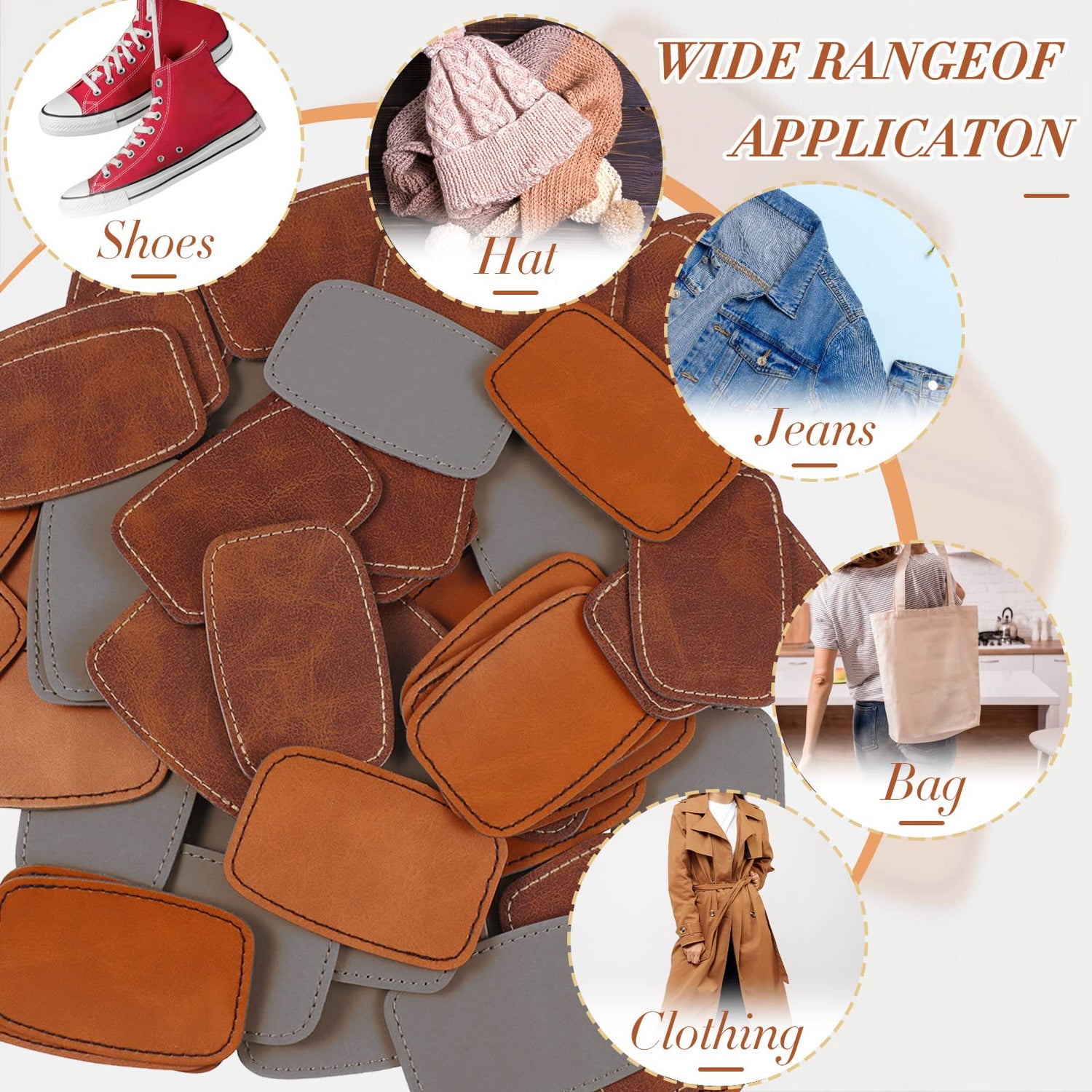 60 Pcs Blank Leatherette Hat Patches with Adhesive Rustic Leatherette Rounded Rectangle Patch Faux Leather Patches for Hats Costumes Fabric Repair Dunzy