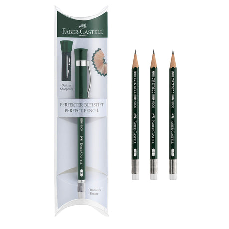 Faber-Castell Perfect Pencil Castell 9000 and 3 Count Pencil Refill - #2 Lead Pencil, Sharpener and Pencil Extender (Pack of 1) - WoodArtSupply