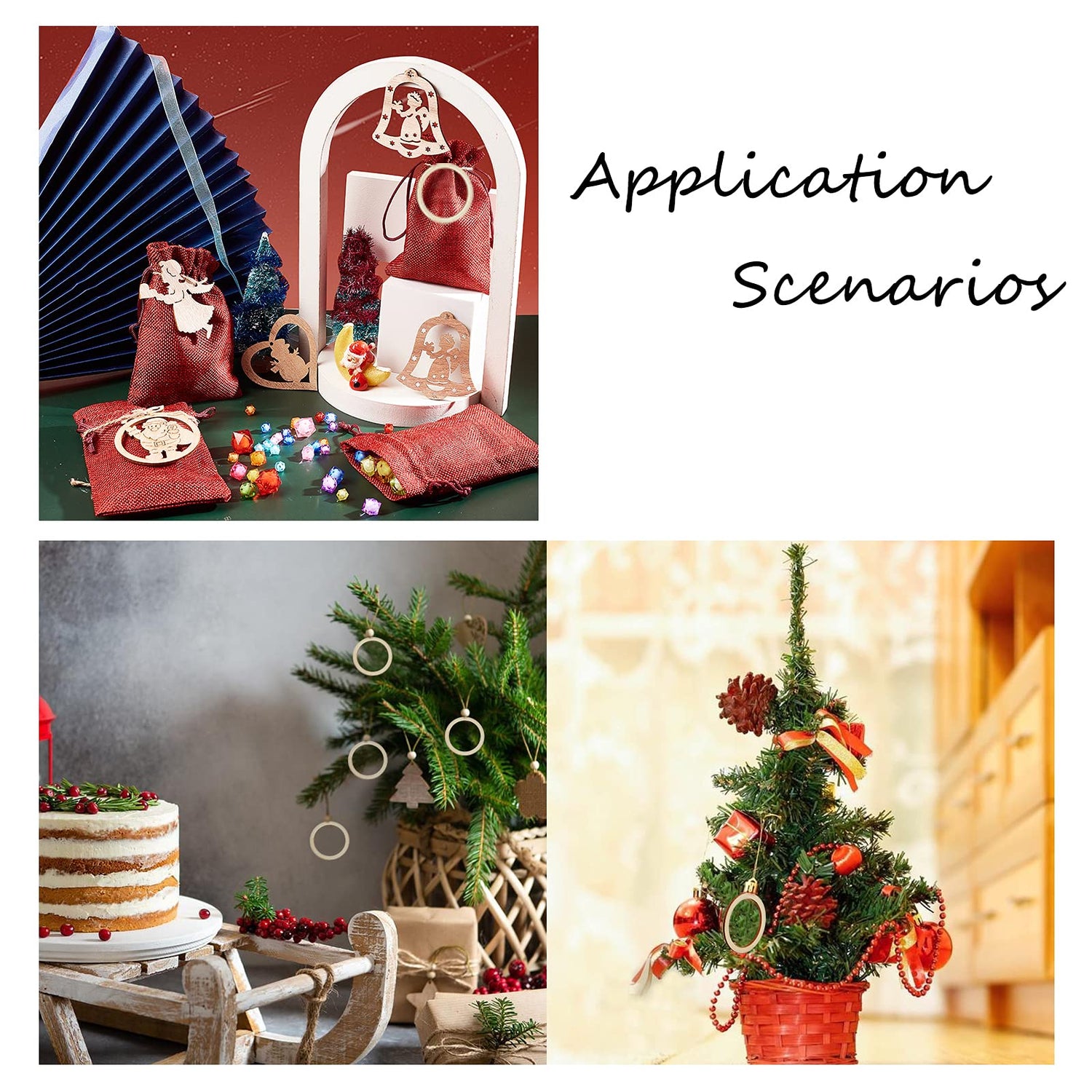 NBEADS 100 Pcs 1.96"/5cm Unfinished Wood Pieces Rings Shape, Circle Ornaments, Blank Wooden Slices for Christmas Painting, Pyrography, Home Decor NBEADS