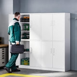 Letaya Metal Storage Cabinet with Lock Door, Adjustable Shelf Steel Cabinets for Office, Home,Pantry,Kitchen,Garage Utility Cabinet (4 Door-White) Letaya