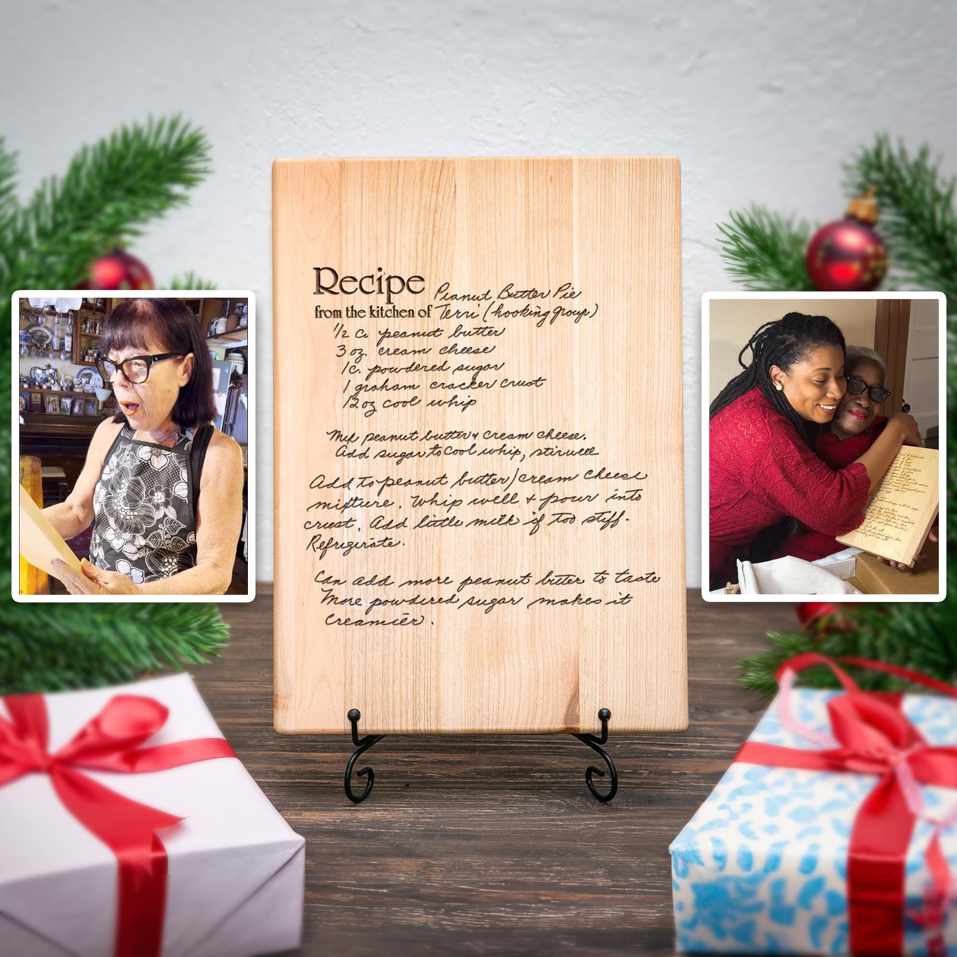 Mom and Grandma Handwritten Recipe Cutting Board, Personalized Family Recipe Cutting Board, Engraved keepsake gift, Christmas gifts for Mom and - WoodArtSupply