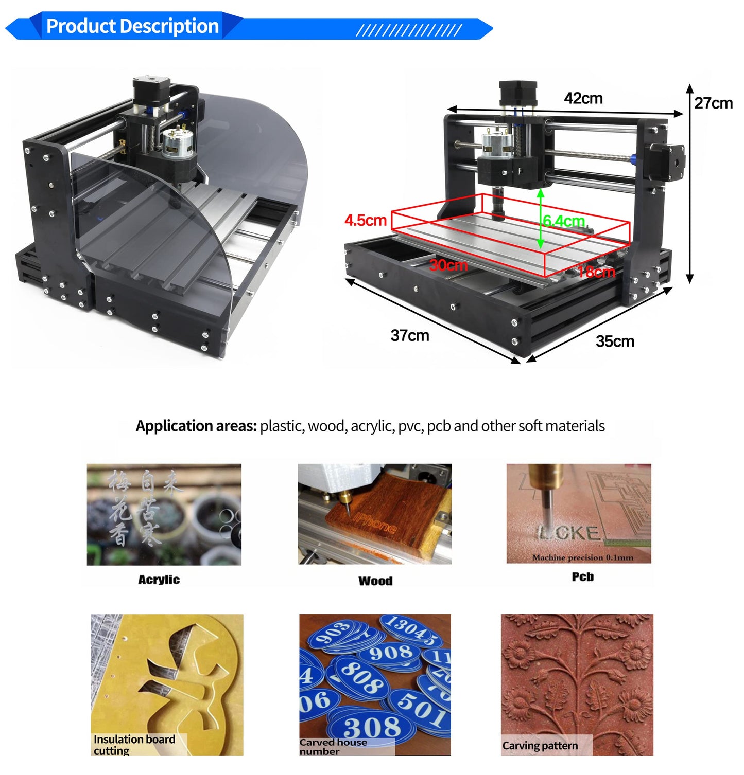 RATTMMOTOR CNC 3018 PRO MAX CNC Router Machine Kit DIY Mini CNC Wood Router Machine 3 Axis GRBL Control Engraver Milling Cutting Machine Working Area