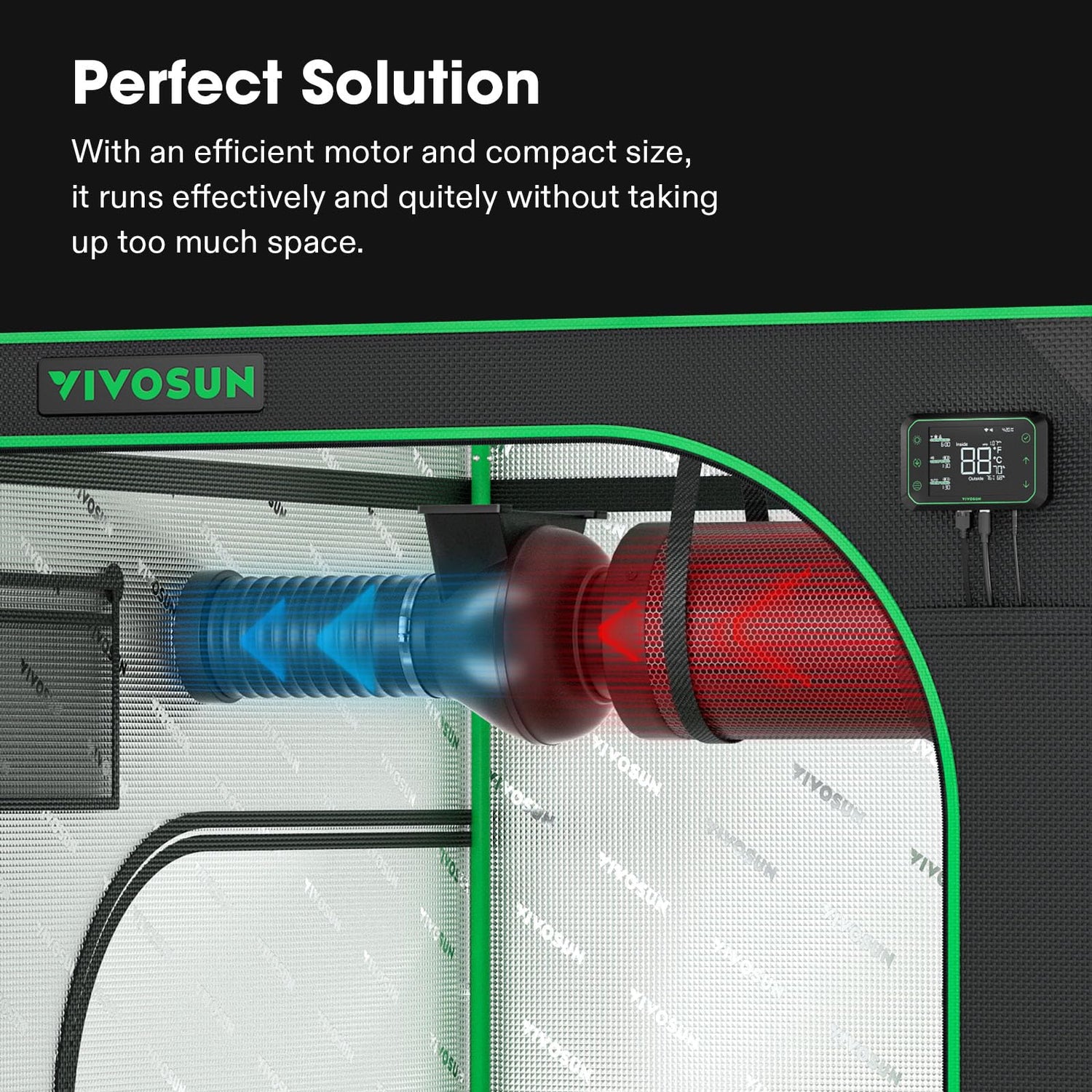 VIVOSUN D4 4 Inch 195 CFM Inline Duct Ventilation Fan HVAC Vent Blower for Hydroponics Grow Tent VIVOSUN