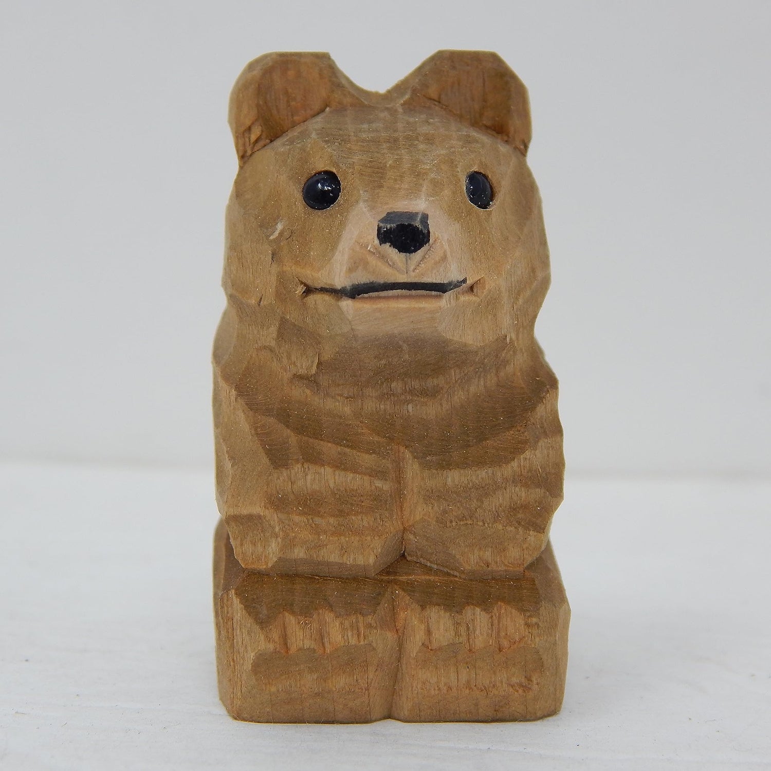 Brown Bear Cub Wood Ornament Hanging Figure Handmade Carved Decoration Selsela