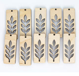 ALL SIZES BULK (12pc to 100pc) Unfinished Wood Laser Flower Leaf Cutout Bar Bars Rectangle Dangle Earring Jewelry Blanks Shape Crafts Made in Texas Texan Wood Crafts