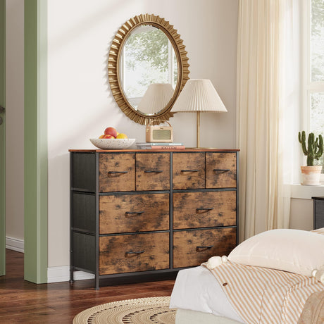 WLIVE Dresser for Bedroom with 8 Drawers, Wide Fabric Dresser for Storage and Organization, Bedroom Dresser, Chest of Drawers for Living Room, WLIVE