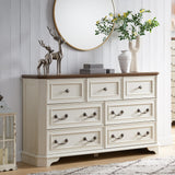 T4TREAM Farmhouse 7 Drawers Dresser Chests for Bedroom, Wood Rustic Tall Chest of Drawers, Dressers Organizer for Bedroom, Living Room, Hallway, T4TREAM