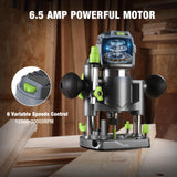 WORKPRO Compact Router Combo Kit, 6.5 Amp Compact Router Fixed Base & Plunge Router for Woodworking Slotting Trimming, 6 Variable Speeds to 32000 RPM WORKPRO