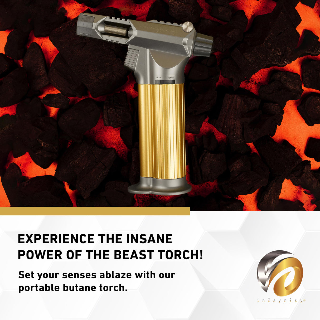 Refillable Butane Torch Gun - The Beast Hand Held Blow Torch for Cooking, BBQ, Creme Brulee, Soldering, Welding, & Resin Art - Adjustable Flame with inZaynity