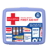 Band-Aid Travel Ready Portable Emergency First Aid Kit for Minor Wound Care with Assorted Adhesive Bandages, Gauze Pads & More, Ideal for Travel, Car Band-Aid