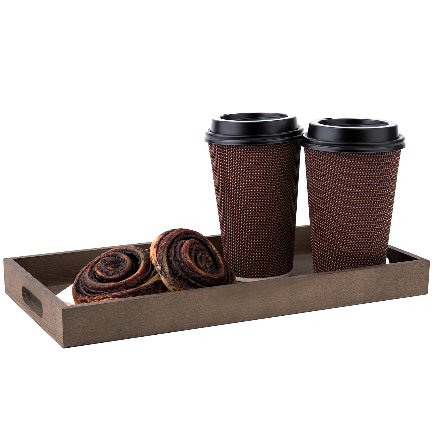 Hammont Wooden Rustic Nested Tray - 10 Casepacks - 5 Pieces in Each Set - Dark Brown Burnt Wood Trays for Crafts with Cut Out Handles | Kitchen Hammont