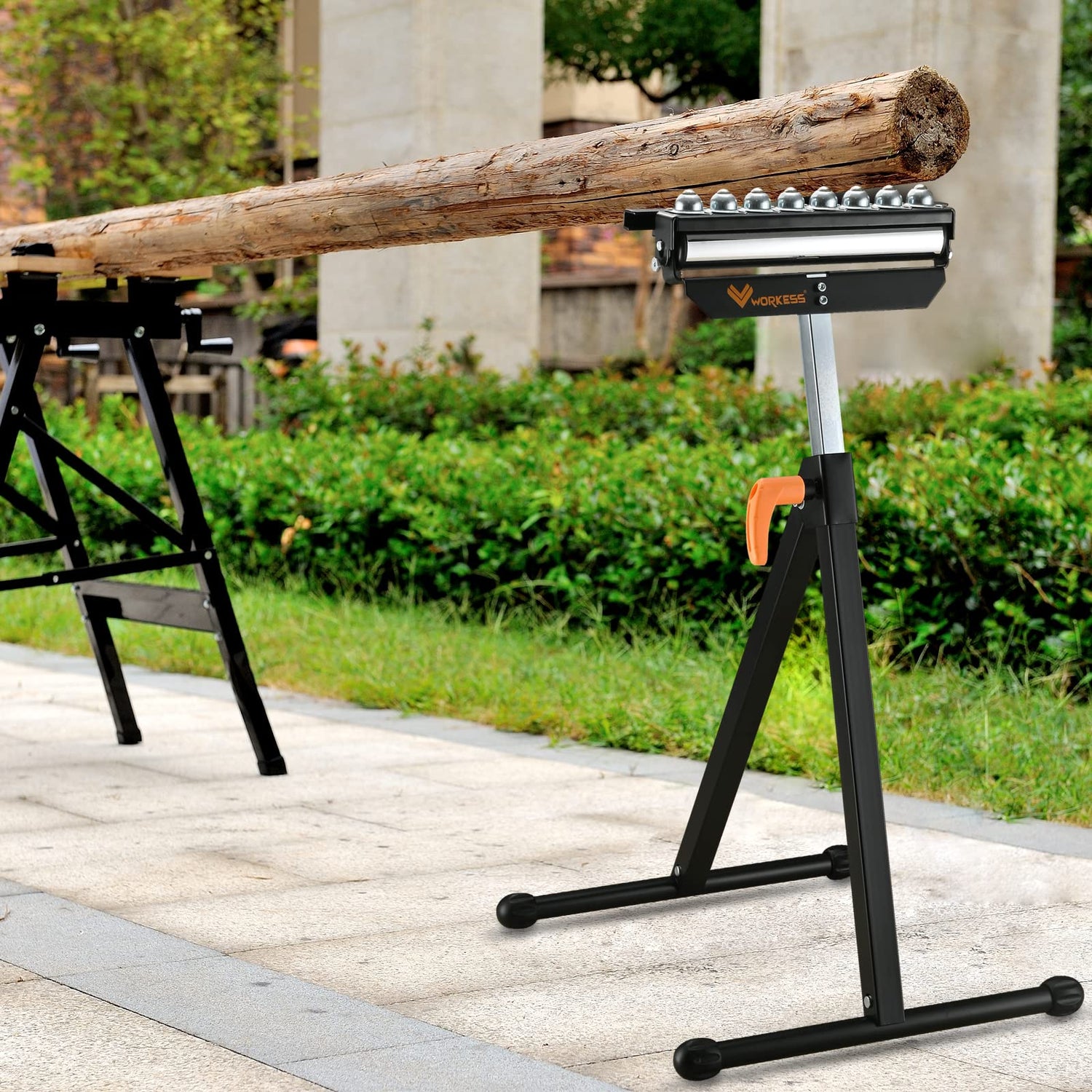 WORKESS 3 in 1 Roller Stand for Woodworking, Stable 132 Lbs Load Capacity Outfeed Roller Stand Adjustable Height 27”- 43”, Folds Easily for Portable WORKESS