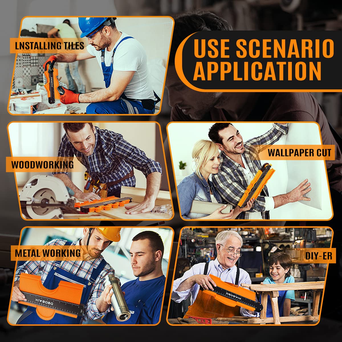 dodowin Contour Gauge, Men Gifts for Christmas, Stocking Stuffers for Him Dad Husband Boyfriend, Shape Duplicator Gadgets Flooring Tools for Tile dodowin