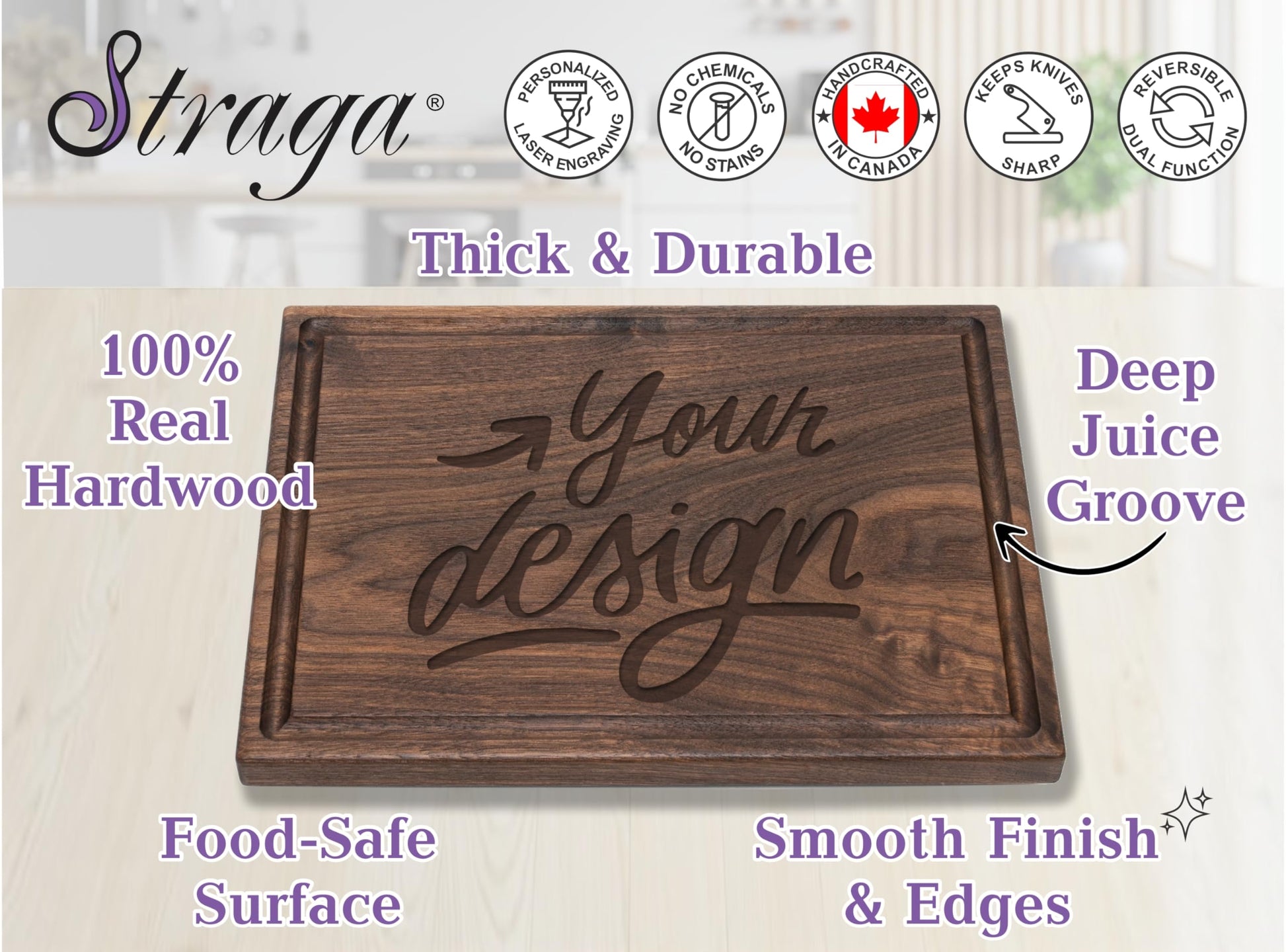 Straga Personalized Cutting Boards | Handmade Wood Engraved Charcuterie | Custom Wedding, Anniversary, Housewarming Gift for Newlyweds (Regal Swirl - WoodArtSupply