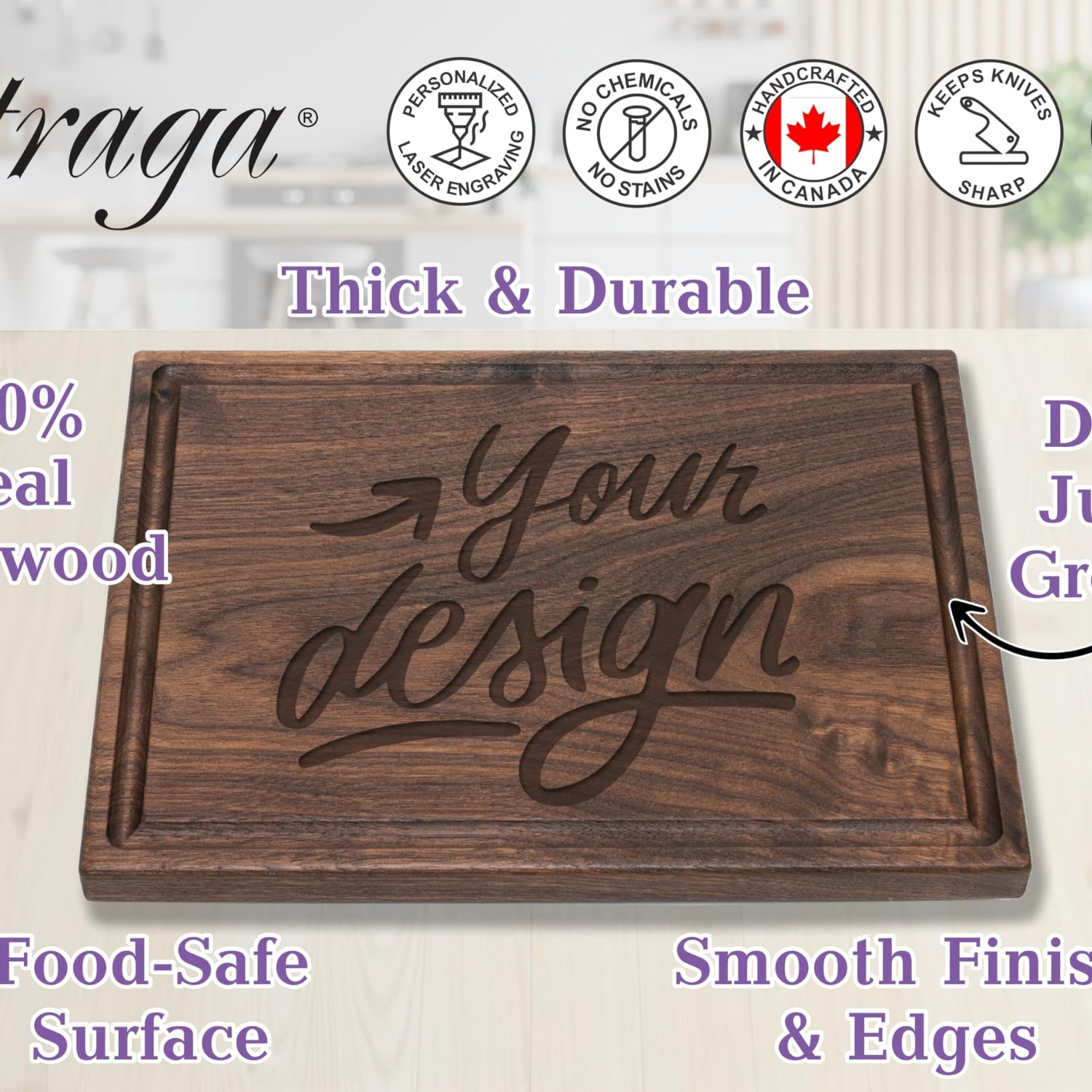 Straga Personalized Cutting Boards | Handmade Wood Engraved Charcuterie | Custom Wedding, Anniversary, Engagement Gift for Couples Straga