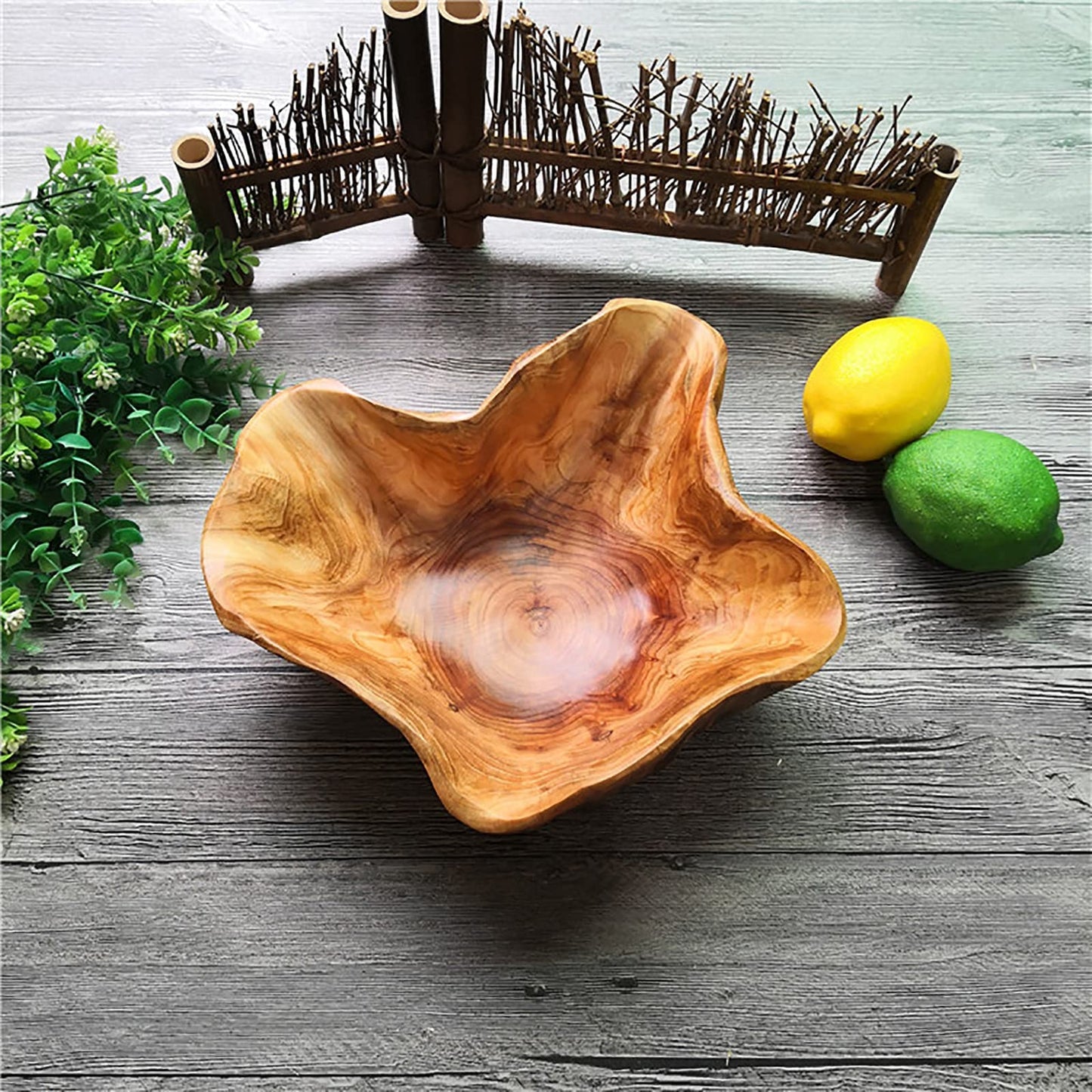 JFFLYIT Creative Wood Bowl Root Carved Bowl Handmade Natural Real Wood Candy Serving Bowl 10"-12" - WoodArtSupply