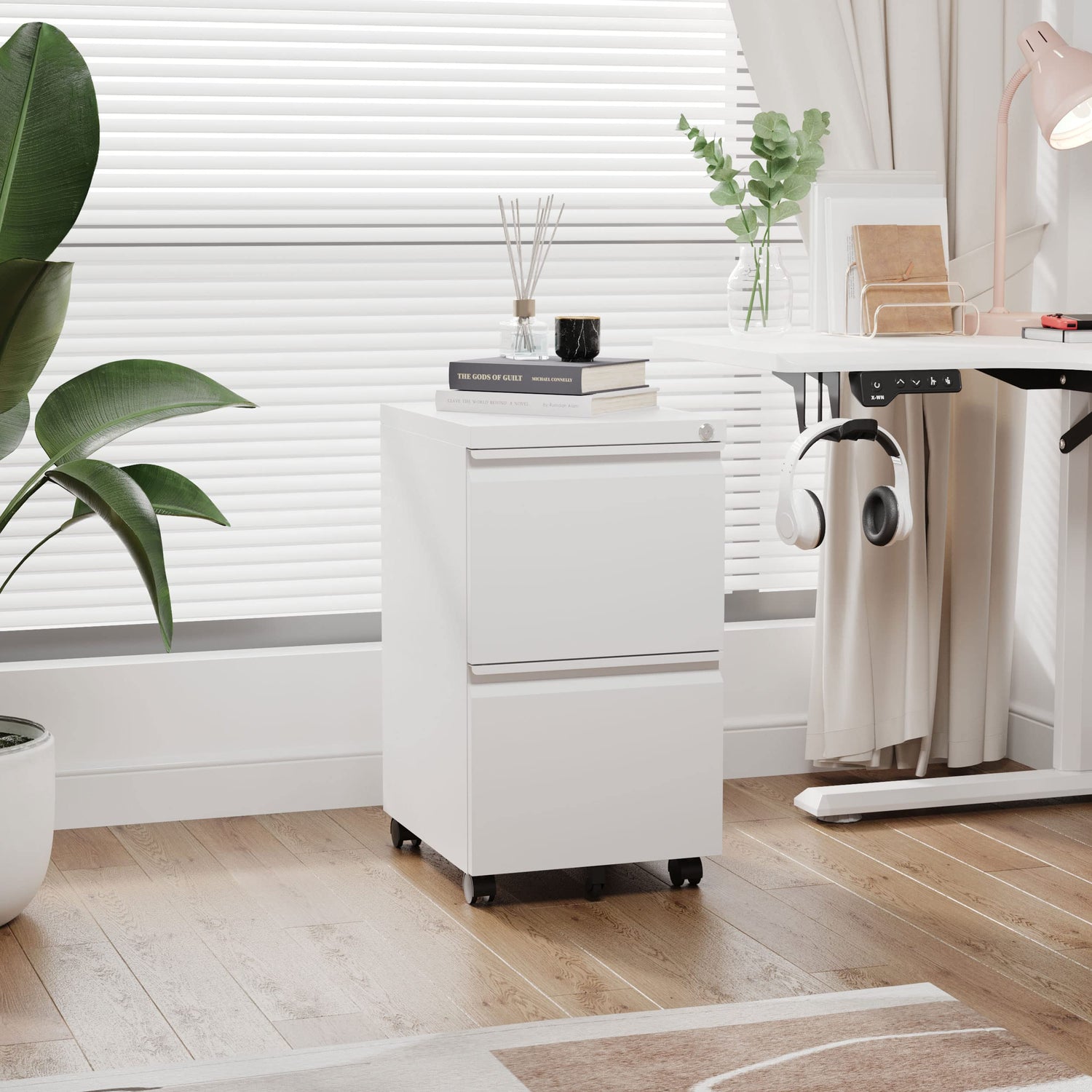 LISSIMO Metal File Cabinets with 2 Drawer,Under Desk Locking File Cabinet for Legal Letter Files, Office Storage Cabinet with Wheels Assembly LISSIMO