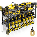 POKIPO Large Power Tool Organizer Wall Mount, Heavy Duty Widen Drill Holder, 4 Layers Cordless Tool Storage Rack, Utility Racks Shelf for Garage POKIPO