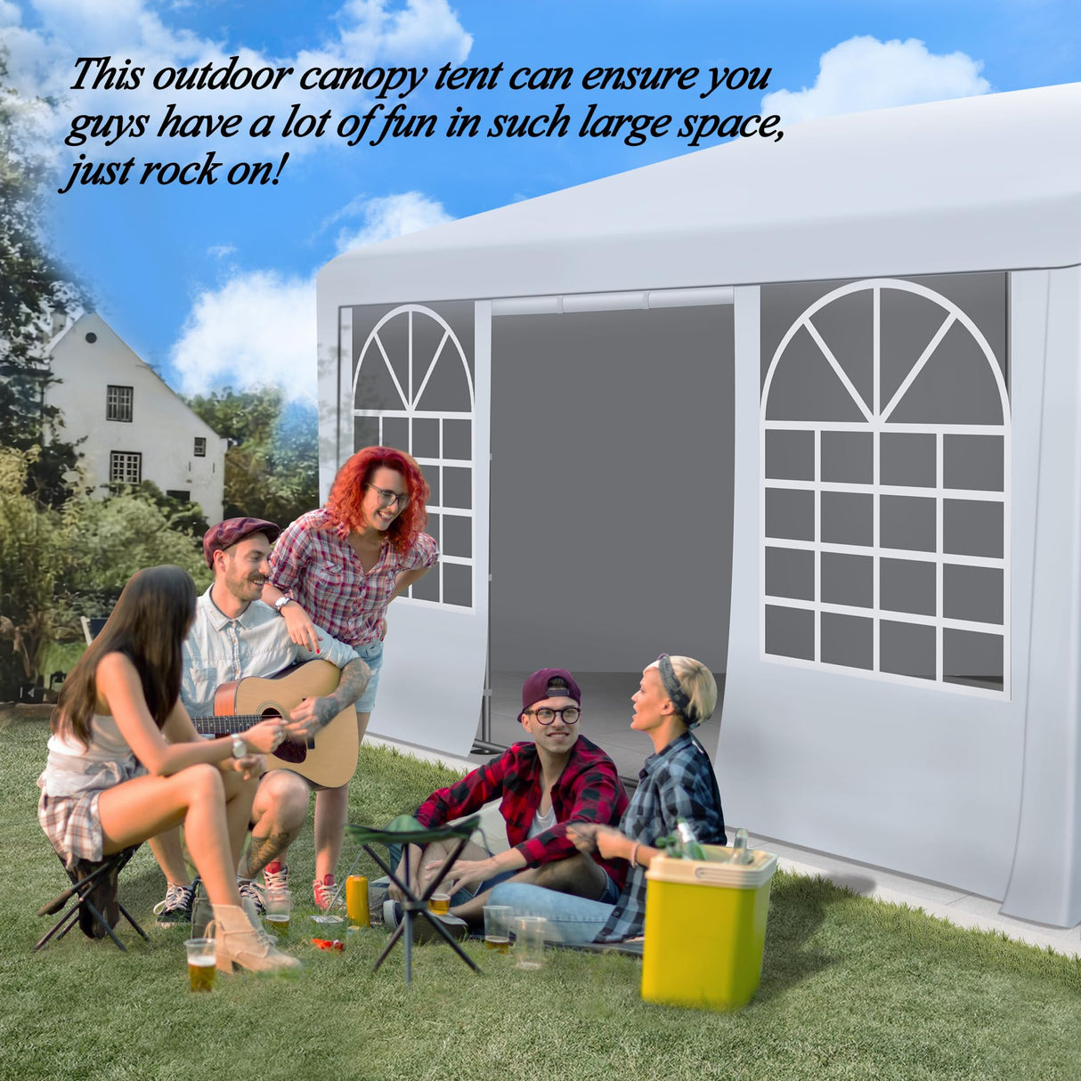 GARTOO 13' x 20' Canopy Party Tent & Carport - Heavy Duty Outdoor Wedding Gazebo with 4 Sand Bags, Event Shelter Canopy for Outdoor Event, Wedding, GARTOO