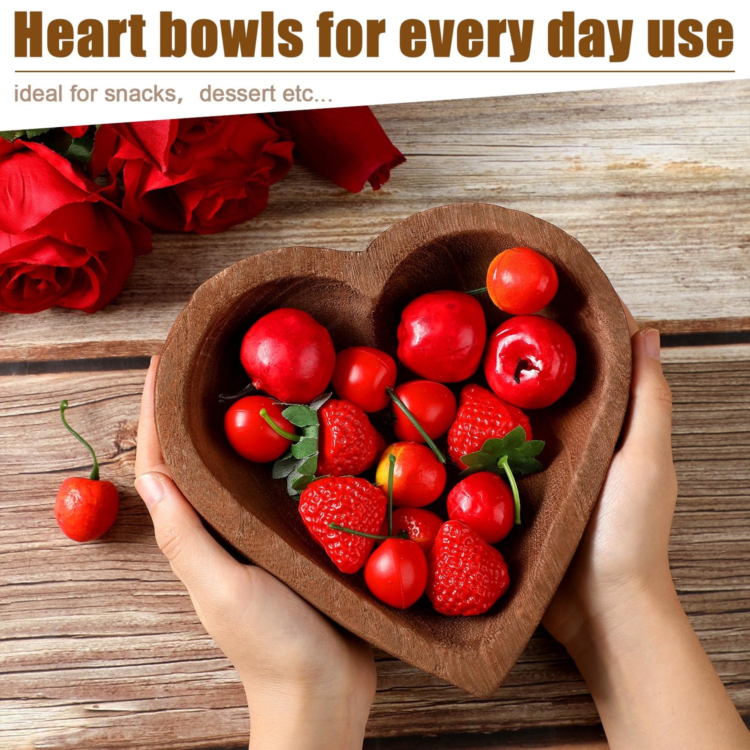 Tioncy 10 Pcs Wooden Dough Bowls Wood Heart Shaped Bowl Heart Dough Bowl Bulk Farmhouse Dough Bowl Candles Decoration for Home Dining Holding Candles Tioncy