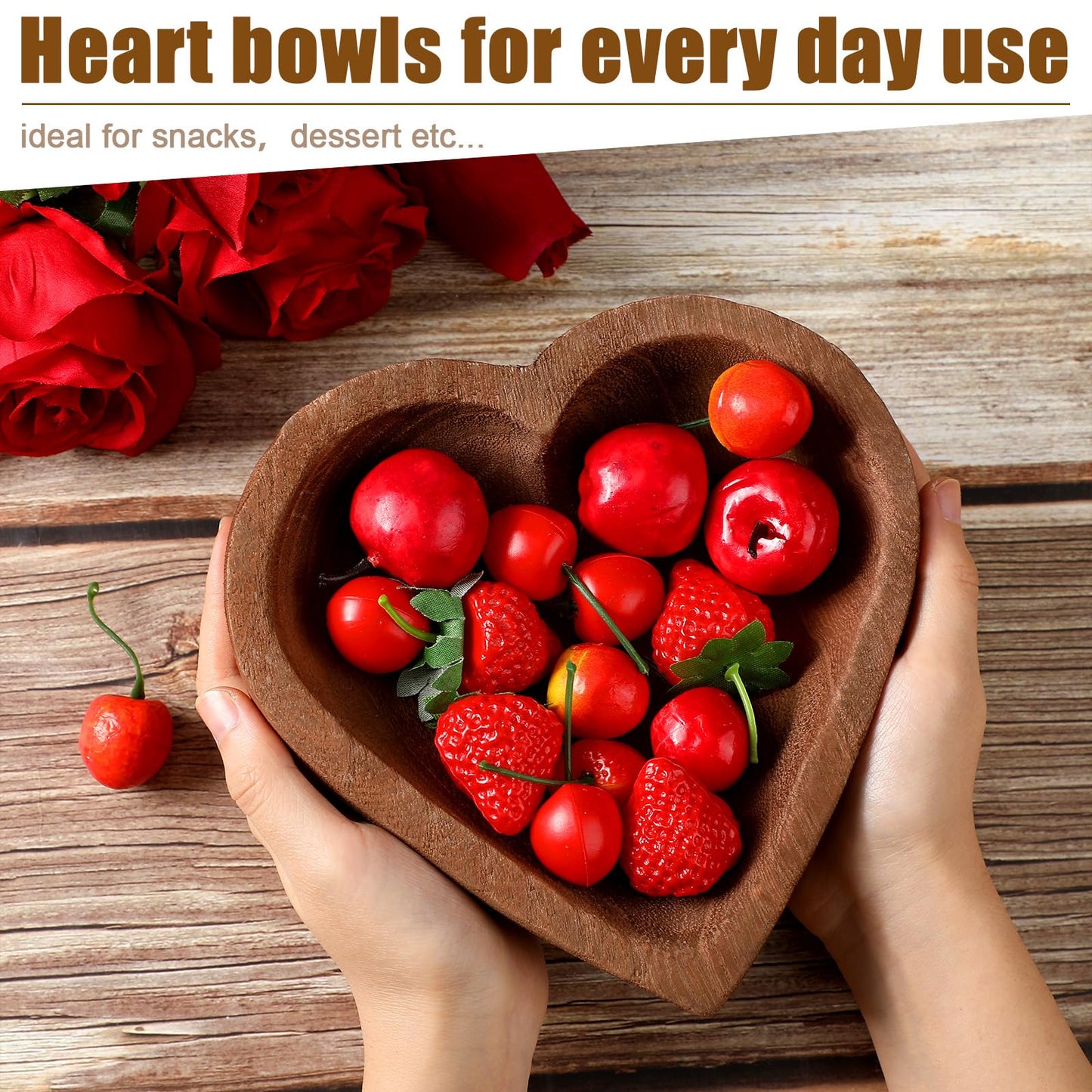 Tioncy 10 Pcs Wooden Dough Bowls Wood Heart Shaped Bowl Heart Dough Bowl Bulk Farmhouse Dough Bowl Candles Decoration for Home Dining Holding Candles - WoodArtSupply