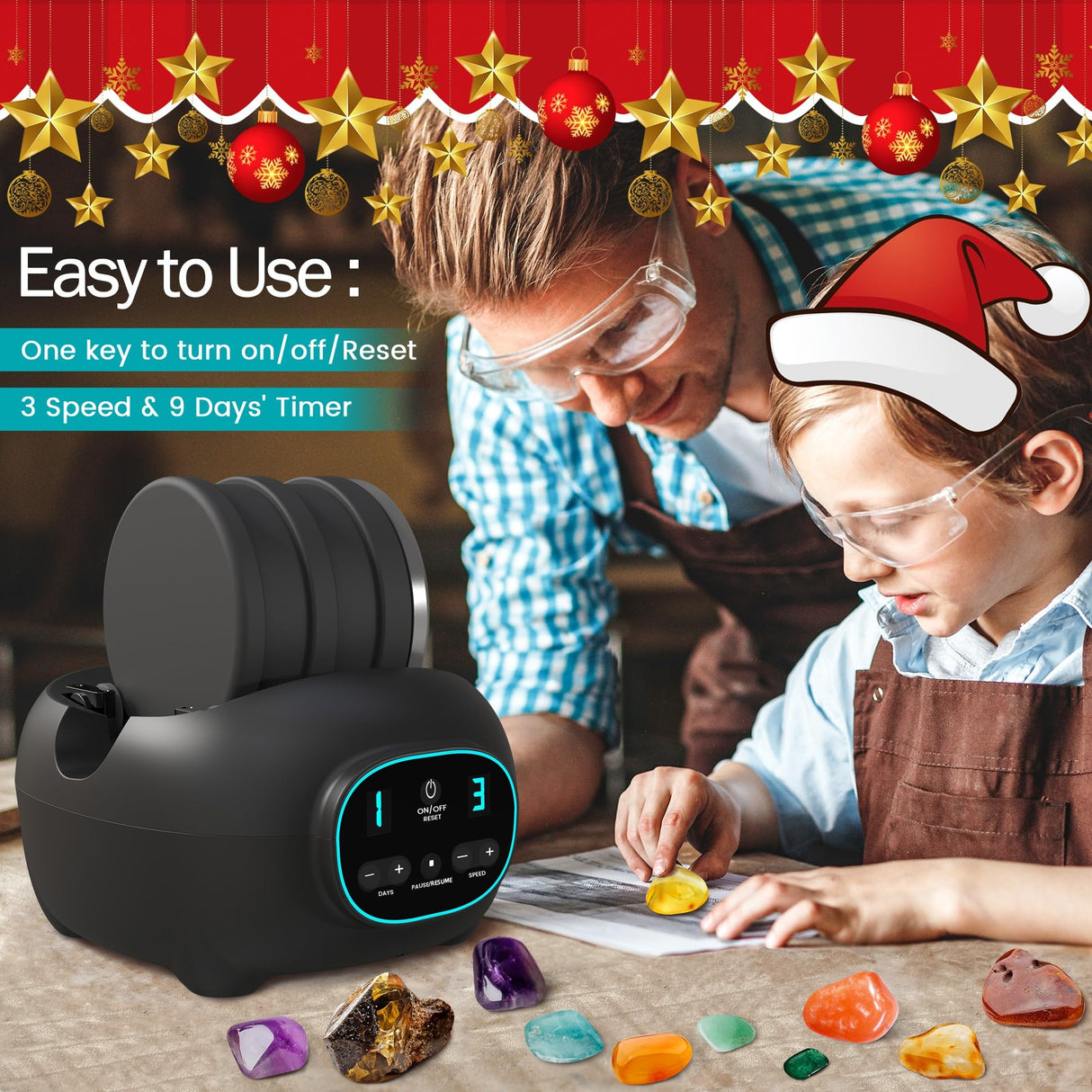 Lefree store Rock Tumbler Kit for Adults Kids, Professional Rock Polisher with 3LB Leak Proof Rubber Barrel, Includes 1 LB Rough Rocks,4 Rock Tumbler Lefree store