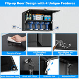 POLUP Storage Locking Cabinets with Adjustable & Removable Shelf, Up-Flip Door Metal Wall Cabinet, Wall-Mounted 20”H One Door Utility Upper Cabinet POLUP