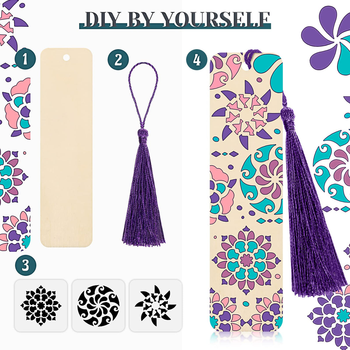 92 Pieces Unfinished Wood Bookmark with Colorful Tassels DIY Templates Blank Bookmarks Ornament Wooden Bookmarks DIY Bookmarks for Kids DIY Crafts TaoBary